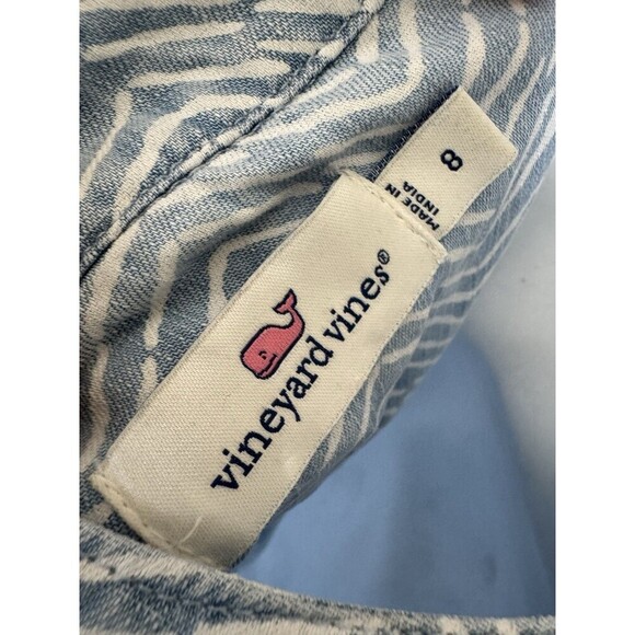 Vineyard Vines Printed Chambray Margo Dress in Chevron Jake Blue - Size 8 - Picture 4 of 6